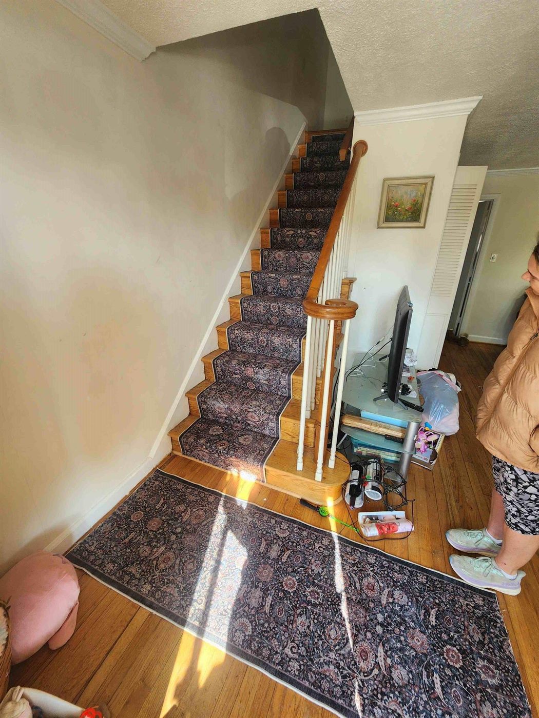 A staircase runner rug installed in a Maryland home